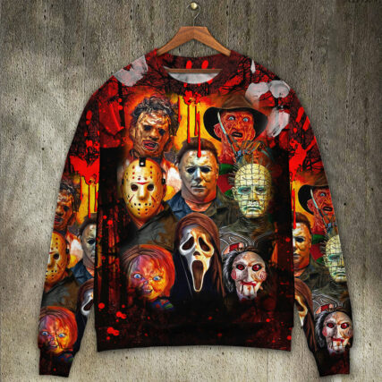 Halloween Horror Movie Characters Blood Scary - Sweater - Ugly Christmas Sweaters - Owl Ohh - Owl Ohh