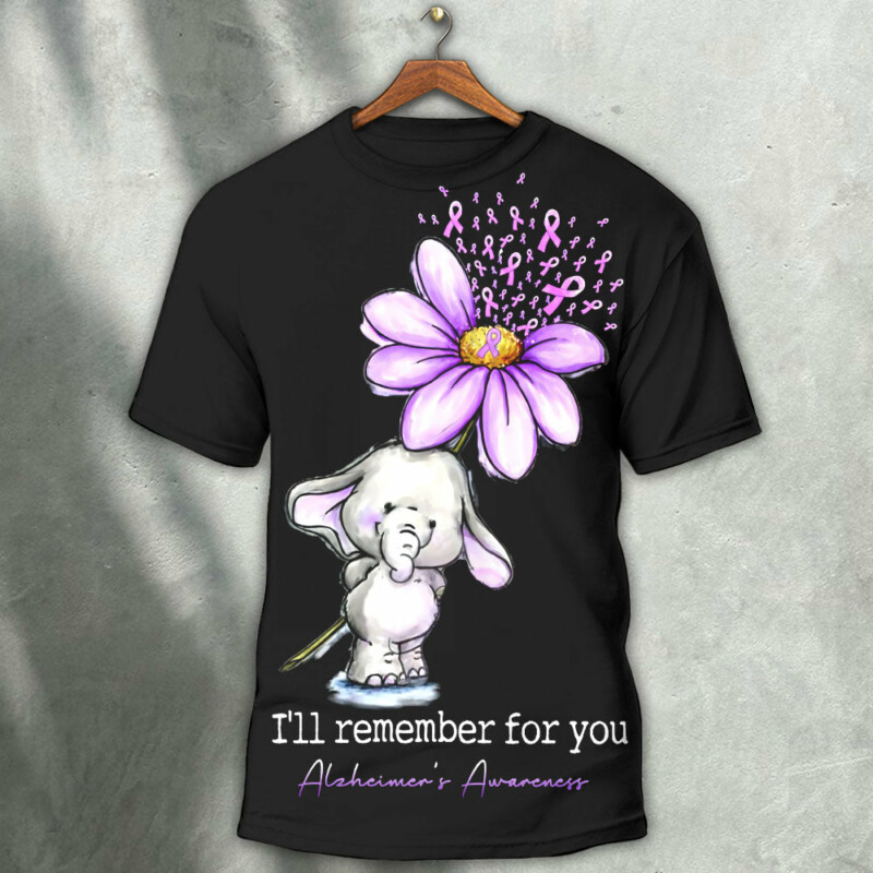 Alzheimer's Awareness I'll Remember For You - Round Neck T- shirt - Owl Ohh - Owl Ohh