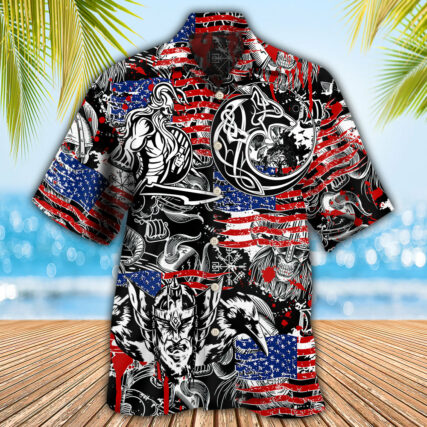 Viking Independence Day Odin Warrior And Wolf - Hawaiian Shirt - Owl Ohh - Owl Ohh