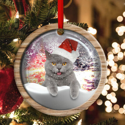 Christmas Cat Snowy Day - Circle Ornament - Owl Ohh - Owl Ohh