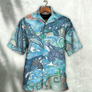 Shark Jumping In The Ocean Stained Glass - Hawaiian Shirt - Owl Ohh for men and women, kids - Owl Ohh