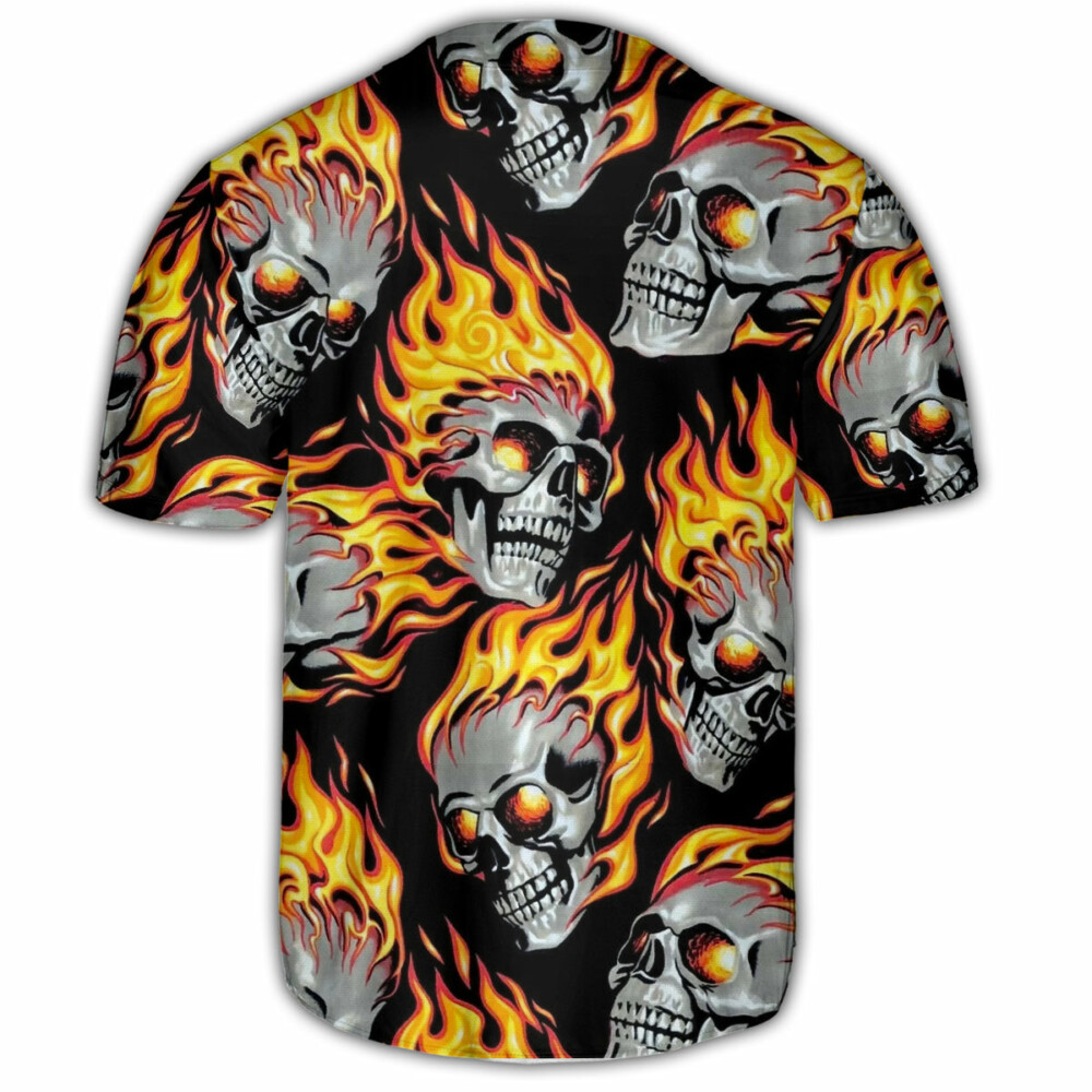 Skull Cool On Fire - Baseball Jersey - Owl Ohh - Owl Ohh
