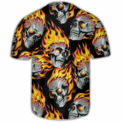 Skull Cool On Fire - Baseball Jersey - Owl Ohh - Owl Ohh