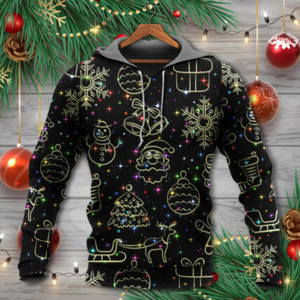 Christmas Neon Light Stary Amazing Night - Hoodie - Owl Ohh - Owl Ohh