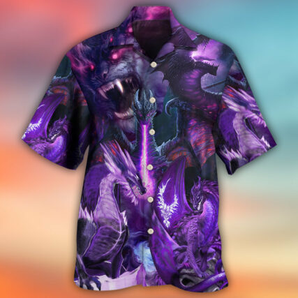 Dragon Dark Purple Lightning Art Style - Hawaiian Shirt - Owl Ohh - Owl Ohh