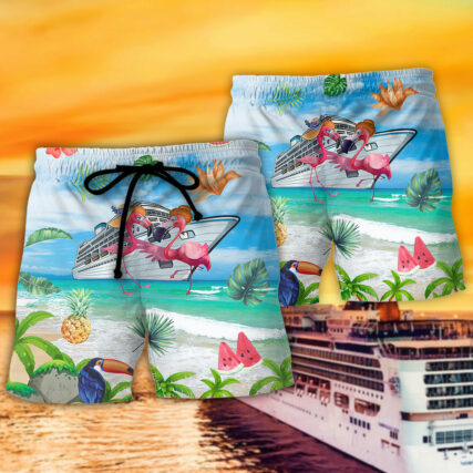 Cruising Partners Flamingo Husband And Wife Cruising Partners For Life - Beach Short - Owl Ohh - Owl Ohh