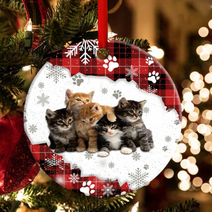 Christmas Cat Loves Snow - Circle Ornament - Owl Ohh - Owl Ohh