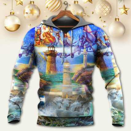 Lighthouse Christmas Santa Shine Like A Lighthouse - Hoodie - Owl Ohh - Owl Ohh