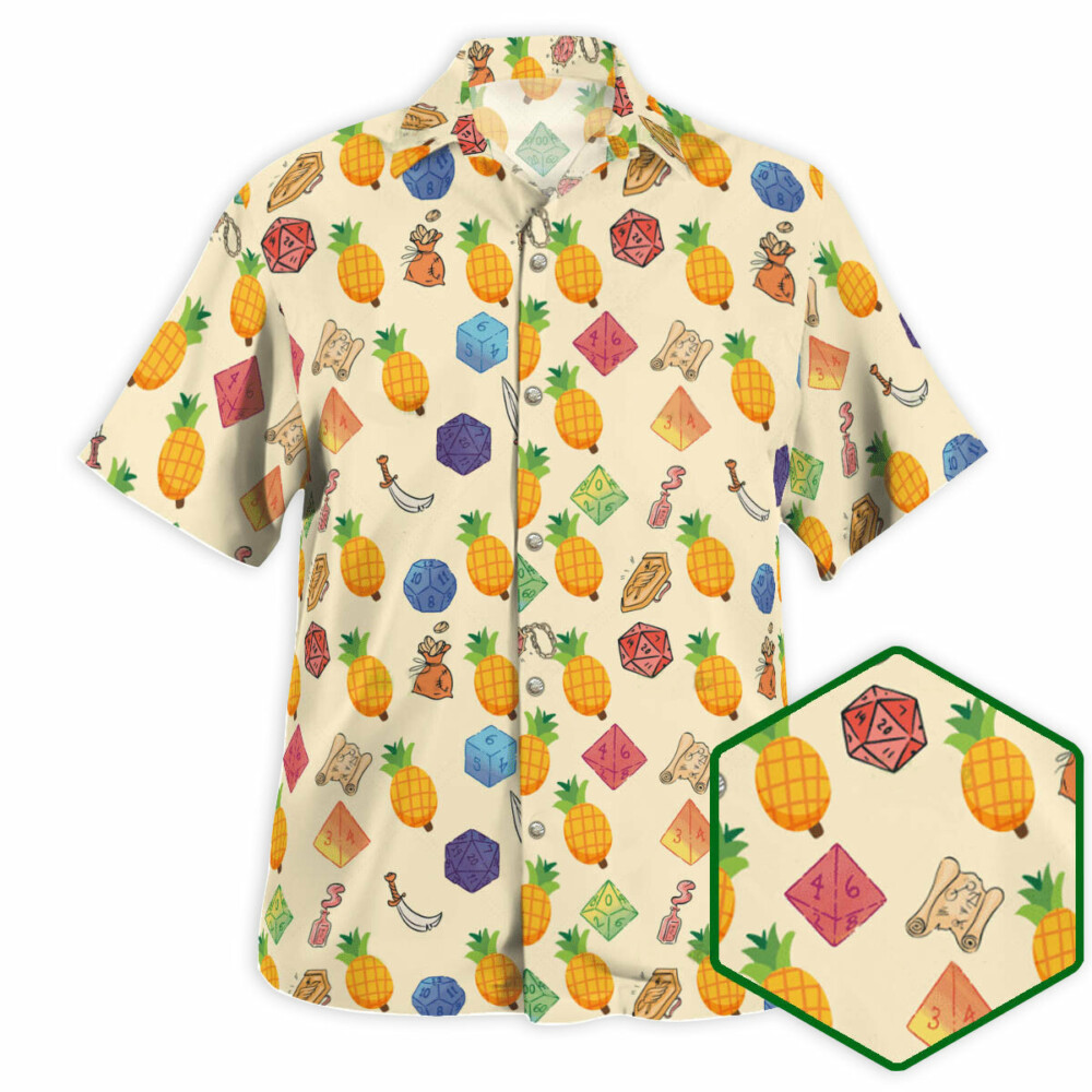 DnD Monsters Pineapple Diamond Pattern - Hawaiian Shirt - Owl Ohh - Owl Ohh