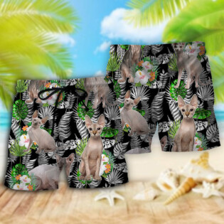 Cat Sphynx Cat Lover Tropical - Beach Short - Owl Ohh - Owl Ohh
