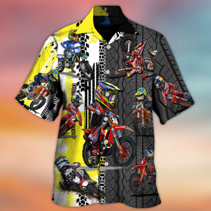 Motocross Racing Lover Motorcycle Art Style - Hawaiian Shirt - Owl Ohh - Owl Ohh