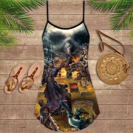 Skull Pirate Hunting Treasure Night - Summer Dress - Owl Ohh - Owl Ohh
