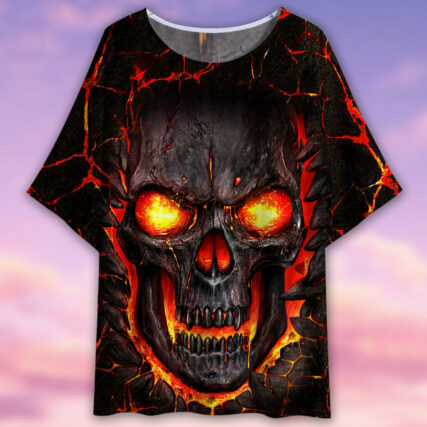 Skull Devil Fire Angry - Women's T-shirt With Bat Sleeve - Owl Ohh - Owl Ohh