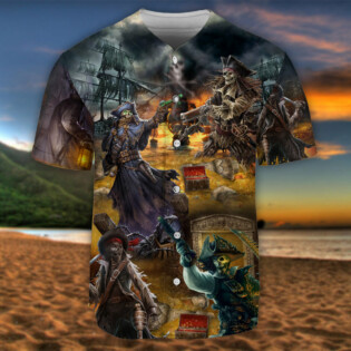 Pirate Skull Treasure - Baseball Jersey - Owl Ohh - Owl Ohh