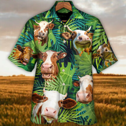 Cow Face Troll Funny Lover Cattle Tropical Style - Hawaiian Shirt - Owl Ohh for men and women, kids - Owl Ohh