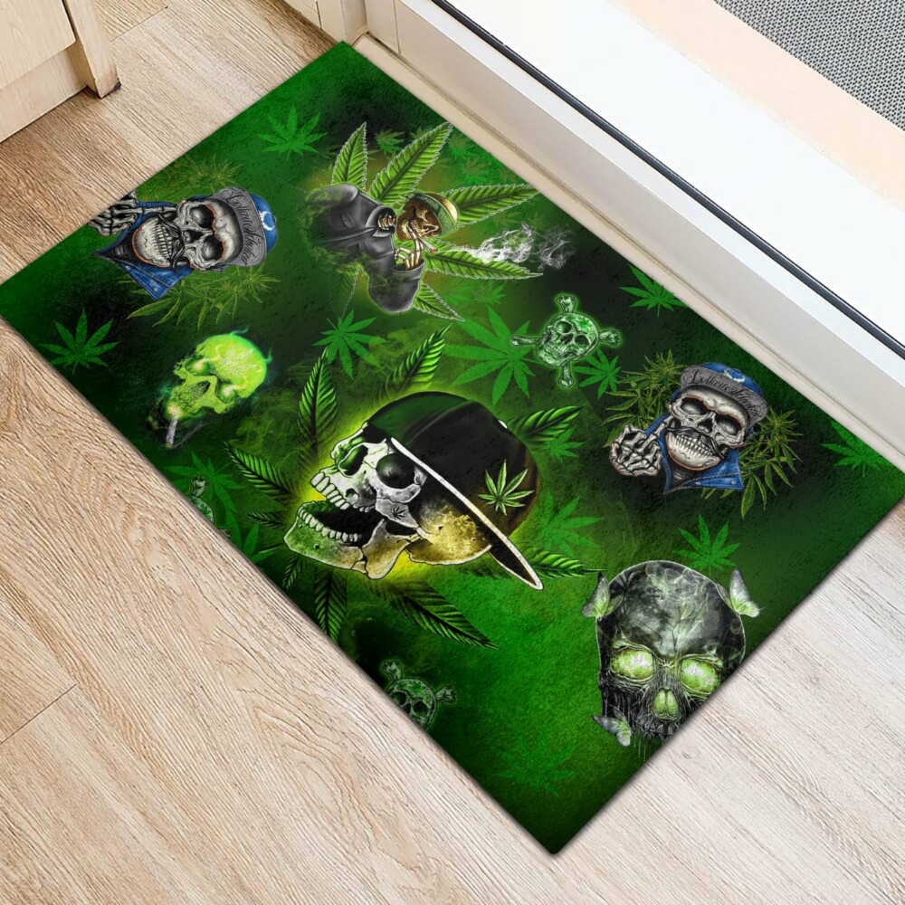 Skull Let's Get High Green - Doormat - Owl Ohh - Owl Ohh