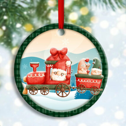 Christmas Santa Is Coming Xmas Lover Custom Photo Personalized - Circle Ornament - Owl Ohh - Owl Ohh
