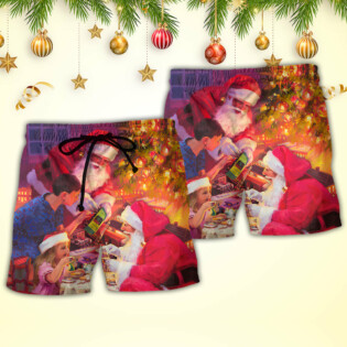 Christmas Santa Claus Story Light Art Style - Beach Short - Owl Ohh - Owl Ohh