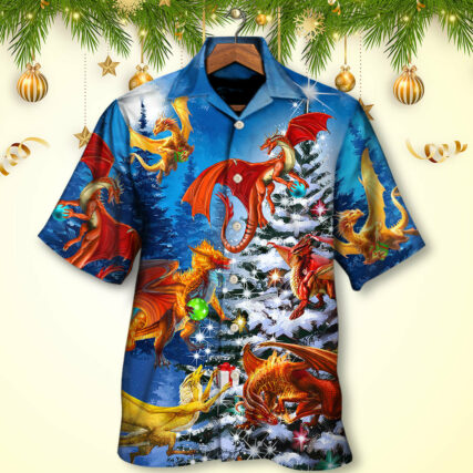 Christmas Dragon Family In Love Light Art Style - Hawaiian Shirt - Owl Ohh - Owl Ohh