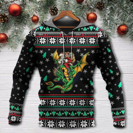 Christmas Santa Claus With Dragon - Hoodie - Owl Ohh - Owl Ohh
