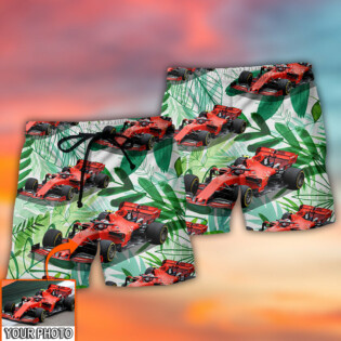 Car Formula One Tropical Custom Photo - Beach Short - Owl Ohh - Owl Ohh