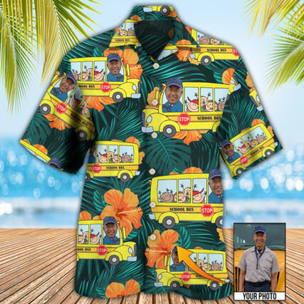 School Bus Driver Tropical Custom Photo - Hawaiian Shirt - Owl Ohh - Owl Ohh