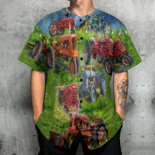 Tractor Real Men Drive Tractors - Baseball Jersey - Owl Ohh - Owl Ohh