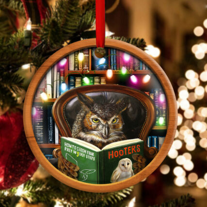 Christmas Funny Owl Lover Book Library Light Decor Tree Hanging - Circle Ornament - Owl Ohh - Owl Ohh