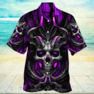 Skull Dark Purple Fire Lighting - Hawaiian Shirt - Owl Ohh - Owl Ohh