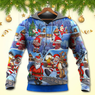 Christmas Santa Claus Drunk Beer Troll Happy Xmas - Hoodie - Owl Ohh - Owl Ohh