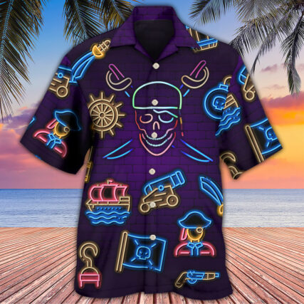 Pirate Neon Art Style - Hawaiian Shirt - Owl Ohh - Owl Ohh