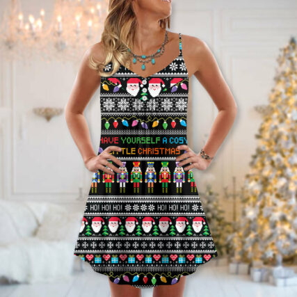 Christmas Have Yourself A Cosy Little Christmas - V-neck Sleeveless Cami Dress - Owl Ohh - Owl Ohh