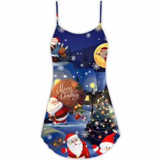 Christmas Love Santa And Gifts - V-neck Sleeveless Cami Dress - Owl Ohh - Owl Ohh
