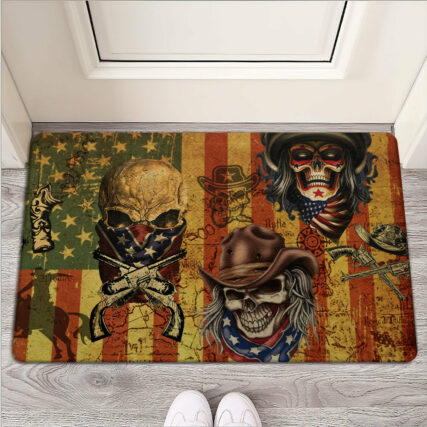 Skull Cowboy America Retro - Doormat - Owl Ohh - Owl Ohh