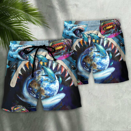 Shark Love Earth Peace - Beach Short - Owl Ohh