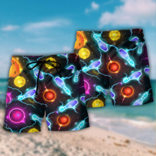 Bowling Ball And Pins Amazing Galaxy - Beach Short - Owl Ohh - Owl Ohh