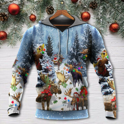 Christmas Moose Merry Xmas Snow - Hoodie - Owl Ohh - Owl Ohh