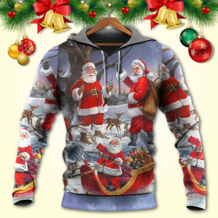 Christmas Funny Santa Claus Happy Xmas Is Coming Art Style High - Hoodie - Owl Ohh - Owl Ohh