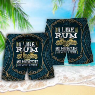 Wine Rum I Like Rum And Motorcycles - Beach Short - Owl Ohh - Owl Ohh