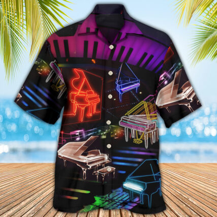 Piano Neon Style Music Lover - Hawaiian Shirt - Owl Ohh - Owl Ohh