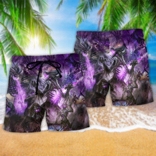 Dragon Skull Love Life Purple - Beach Short - Owl Ohh - Owl Ohh