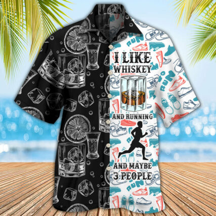 Wine Whiskey I Like Whiskey And Running - Hawaiian Shirt - Owl Ohh - Owl Ohh