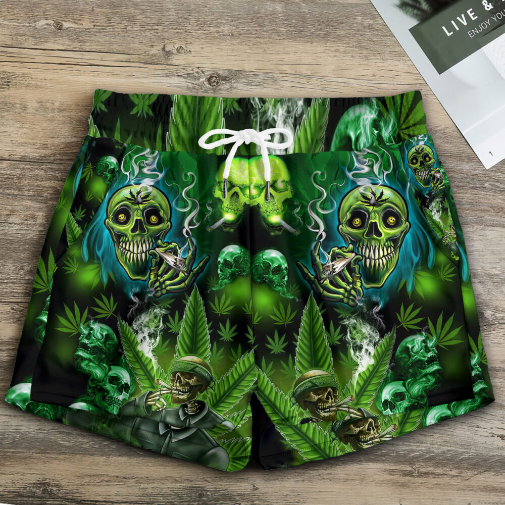 Skull So High Smoke Green Lighting - Women's Casual Shorts - Owl Ohh - Owl Ohh