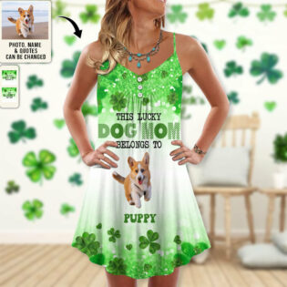 ST.Patrick's Day This Lucky Dog Mom Custom Photo Personalized - V-neck Sleeveless Cami Dress - Personalized Photo Gifts - Owl Ohh