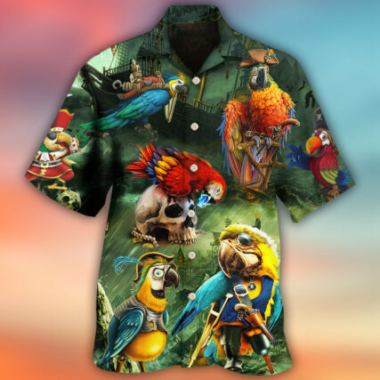 Parrot Funny Parrot Pirates In The Ocean - Hawaiian Shirt - Owl Ohh - Owl Ohh