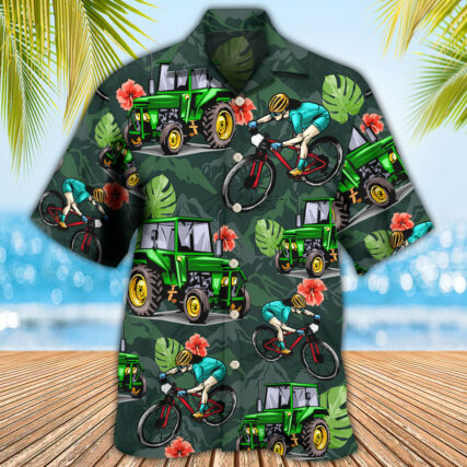 Tractor I Like Tractors And Mountain Biking Style - Hawaiian Shirt - Owl Ohh - Owl Ohh