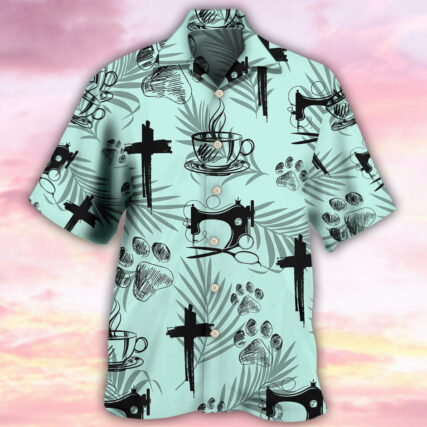 Coffee Jesus Dog Coffee Sewing Lover - Hawaiian Shirt - Owl Ohh - Owl Ohh