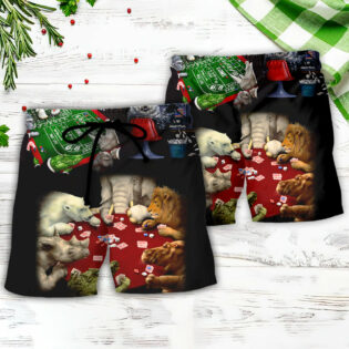 Casino Animals Gathered Around A Craps Table - Beach Short - Owl Ohh - Owl Ohh