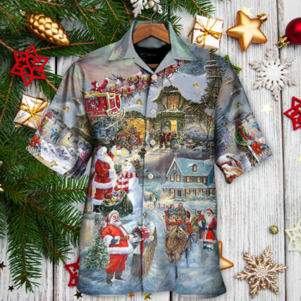 Christmas Wonderful Time Of The Year Santa Claus Coming - Hawaiian Shirt - Owl Ohh for men and women, kids - Owl Ohh