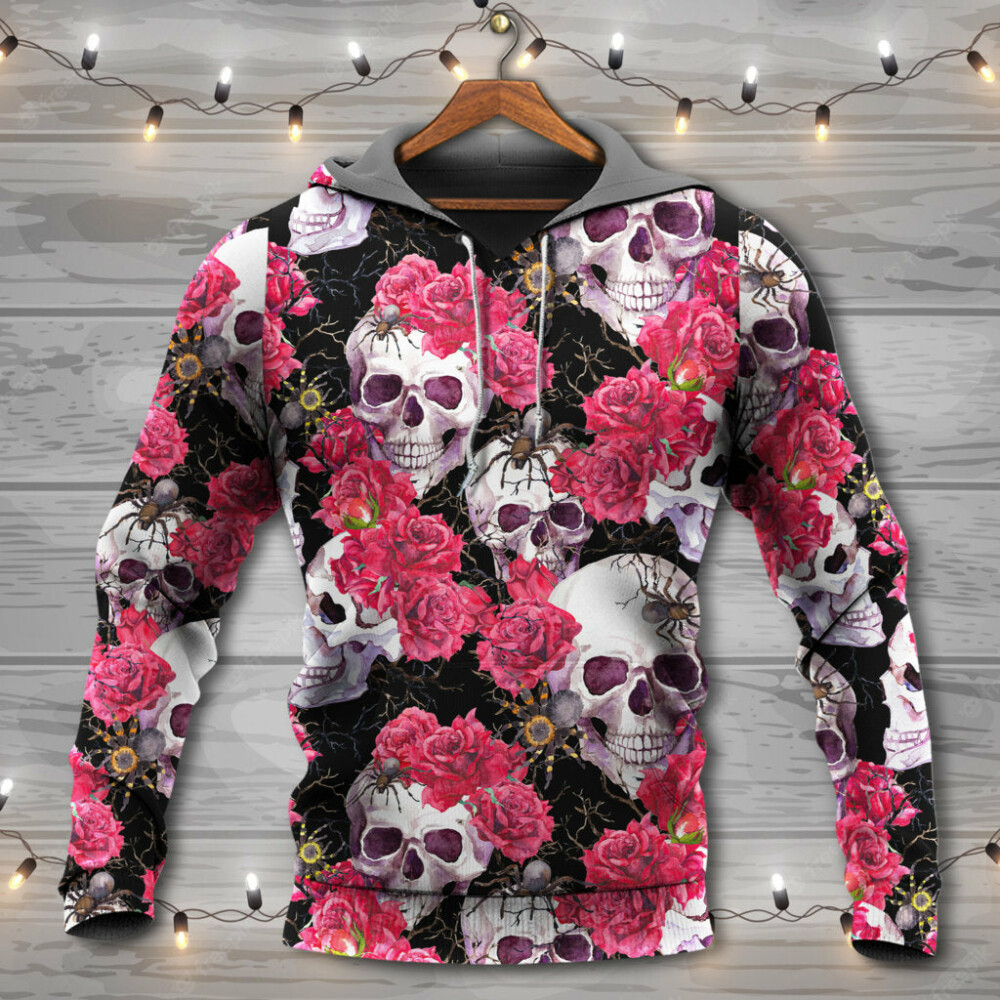 Skull And Roses With Spidy - Hoodie - Owl Ohh - Owl Ohh